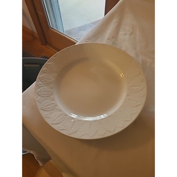Pontesa Ironstine Spain 10" White Plate With Embossed Leaf Trim On Edge - Picture 4 of 6